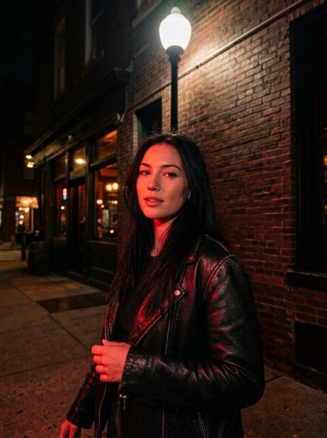 Red Neon: the edit, compared with the original photo